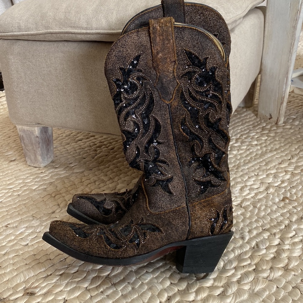 Corral Boots Brown Leather Sz 6 Beautiful Boots View 3